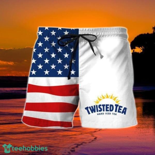 USA Flag Fourth Of July Twisted Tea Hawaiian Shorts