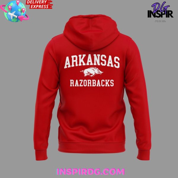 Arkansas Razorbacks Men's Basketball 2025 Red Hoodie - Image 3