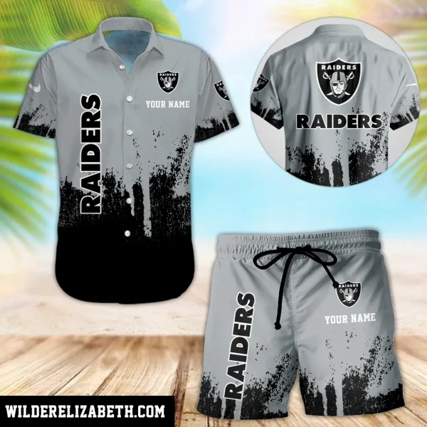 Las Vegas Raiders Hawaiian shirt and shorts set, hawaiian shirt short set, Las Vegas Raiders Hawaiian shirt PE13