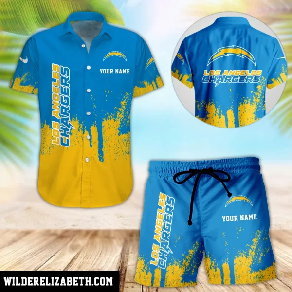 Los Angeles Chargers Hawaiian shirt and shorts set, hawaiian shirt short set, Los Angeles Chargers Hawaiian shirt PE14
