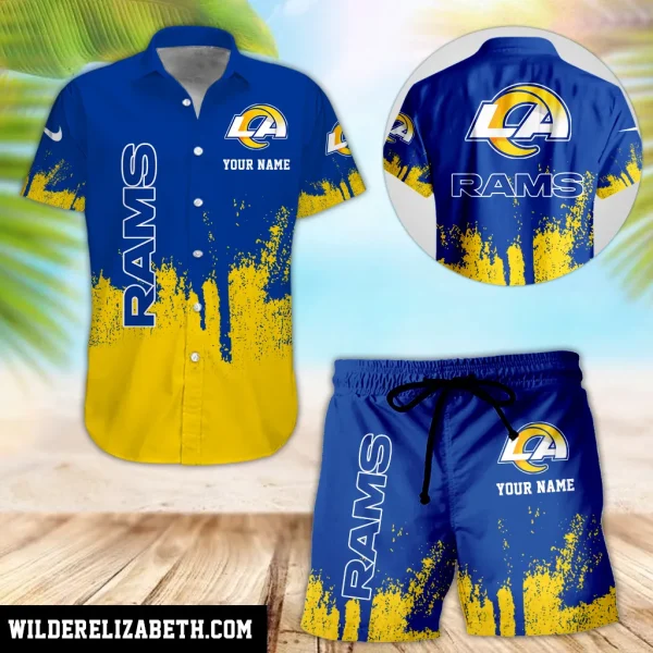 Los Angeles Rams Hawaiian shirt and shorts set, hawaiian shirt short set, Los Angeles Rams Hawaiian shirt PE31