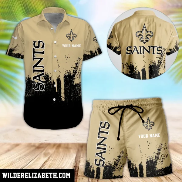 New Orleans Saints Hawaiian shirt and shorts set, hawaiian shirt short set, New Orleans Saints Hawaiian shirt PE35