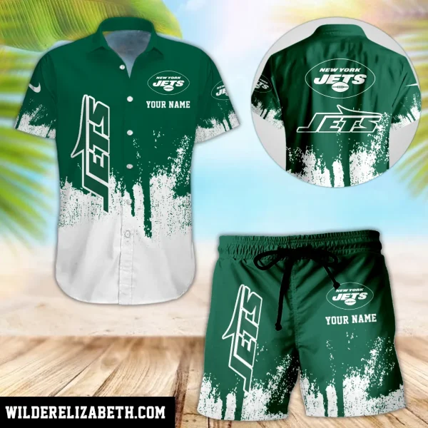 New York Jets Hawaiian shirt and shorts set, hawaiian shirt short set, New York Jets Hawaiian shirt PE19