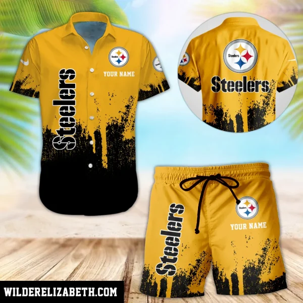 Pittsburgh Steelers Hawaiian shirt and shorts set, hawaiian shirt short set, Pittsburgh Steelers Hawaiian shirt PE20