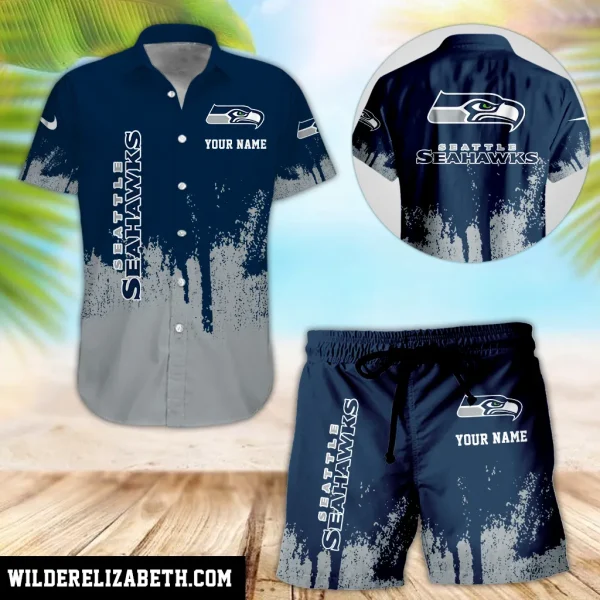 Seattle Seahawks Hawaiian shirt and shorts set, hawaiian shirt short set, Seattle Seahawks Hawaiian shirt PE39