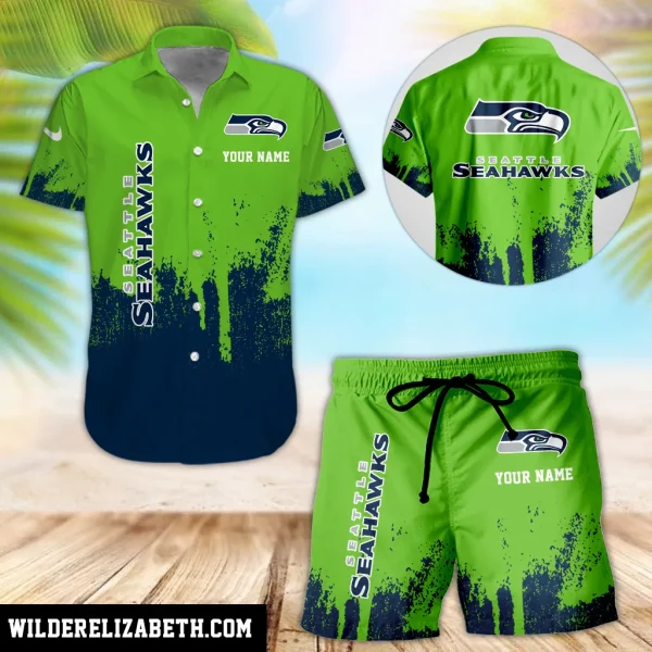 Seattle Seahawks Hawaiian shirt and shorts set, hawaiian shirt short set, Seattle Seahawks Hawaiian shirt PE41