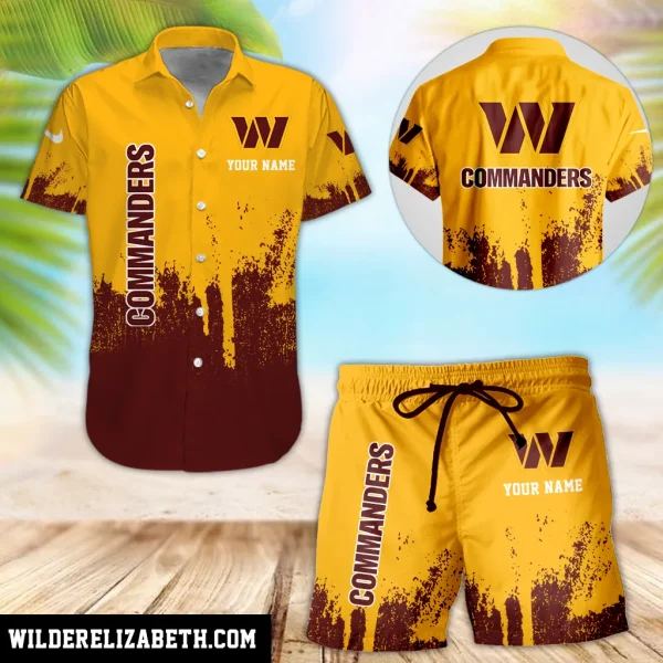 Washington Commanders Hawaiian shirt and shorts set, hawaiian shirt short set,  Washington Commanders Hawaiian shirt PE45