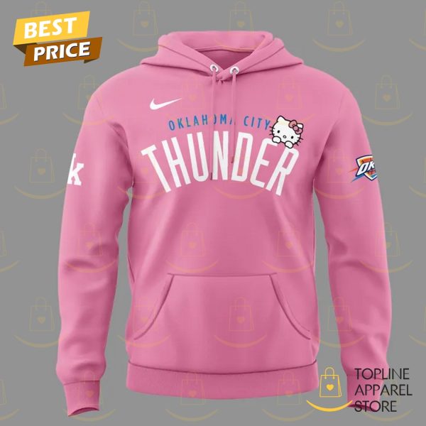 2025 Oklahoma City Thunder Basketball x Hello Kitty Night Hoodie - Pink - Image 2