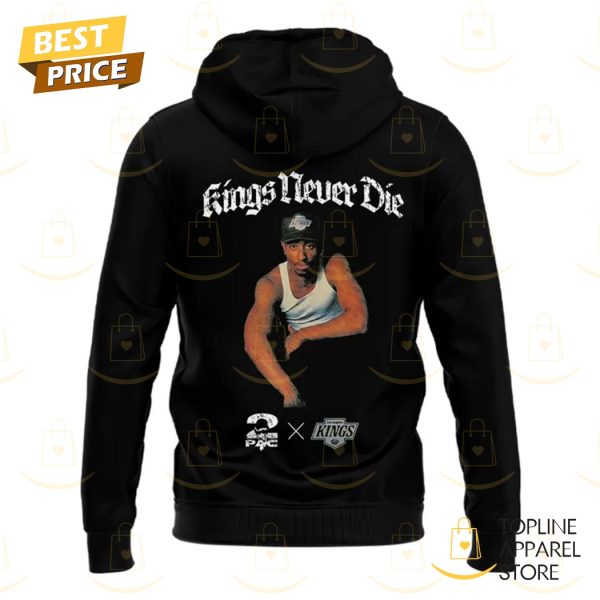 2PAC x Los Angeles Kings - Kings Never Die Hoodie - Black - Image 3
