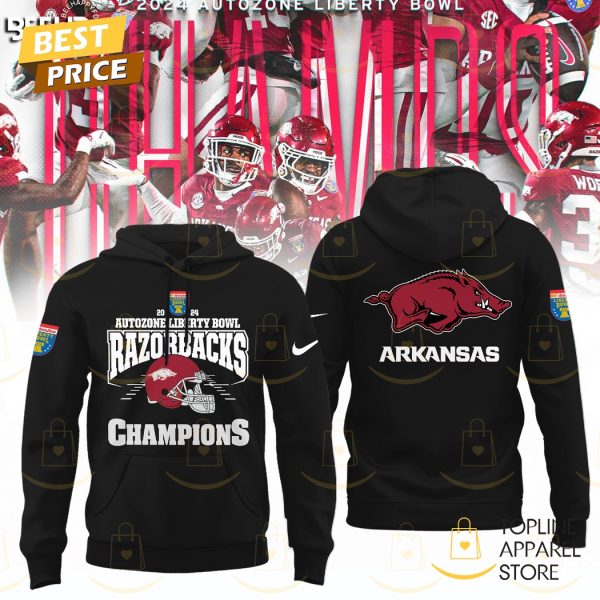 Arkansas Razorback 2024-2025 Autozone Liberty Bowl Champions Hoodie - Black