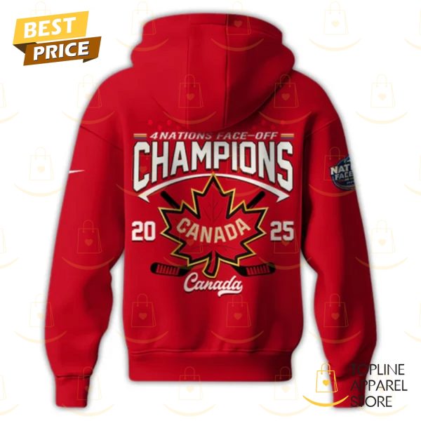 Canada 2025 4 Nations Face Off Champions Hoodie - Image 2