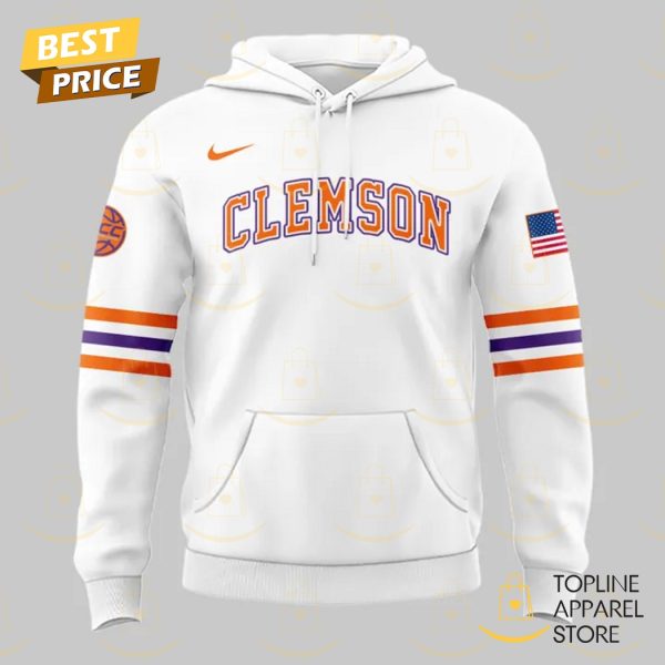 Clemson Tigers Men Basketball Hoodie - White - Image 2
