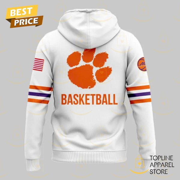 Clemson Tigers Men Basketball Hoodie - White - Image 3