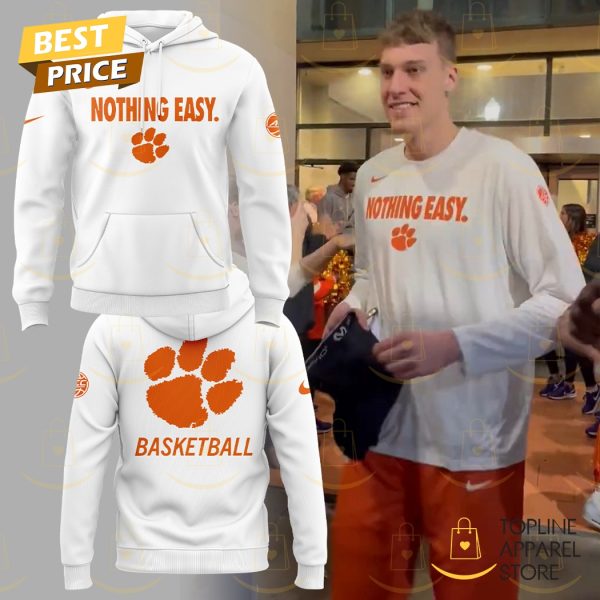 Clemson Tigers Basketball Nothing Easy Hoodie - White