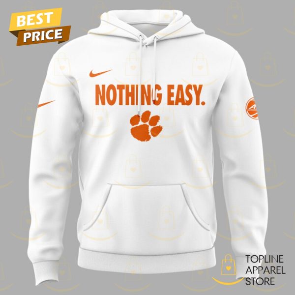 Clemson Tigers Basketball Nothing Easy Hoodie - White - Image 2