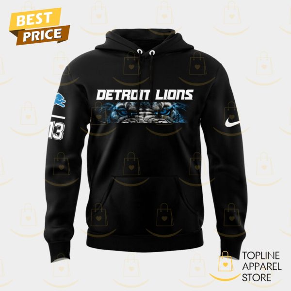 Detroit Lions 313 Design Logo Hoodie - Black - Image 2