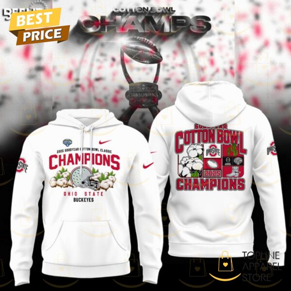 Goodyear Cotton Bowl 2025 Champions Ohio State Buckeyes Hoodie - White