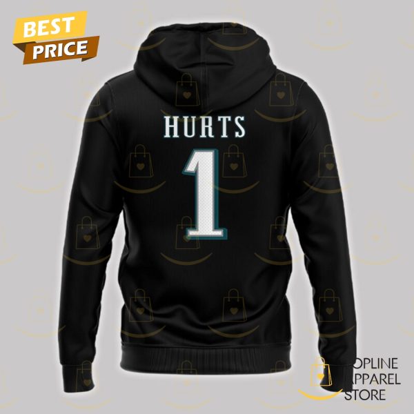 Jaylen Hurts Philadelphia Eagles Design Hoodie - Black - Image 3