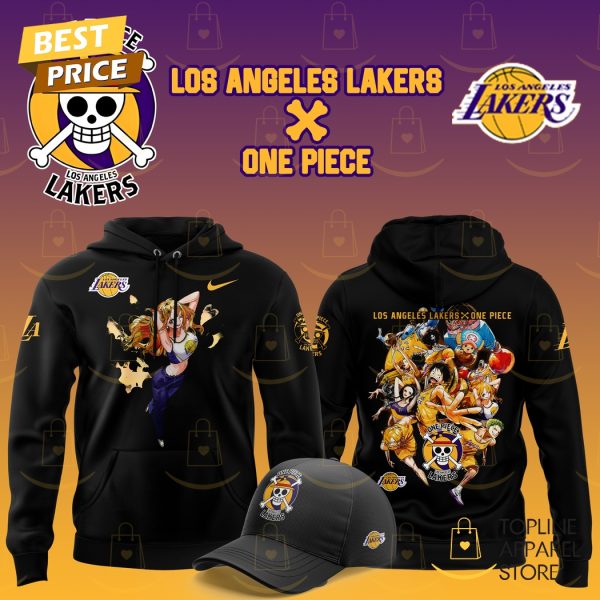 Los Angeles Lakers x Nami One Piece The Straw Hat Pirates Hoodie - Black