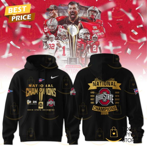 National Champions 2024-2025 College Football Playoff Ohio State Buckeyes Nine -Time Hoodie - Black