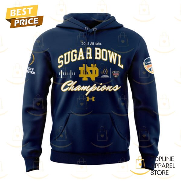 Notre Dame Fighting Irish Football 2025 Sugar Bowl Champions Hoodie - Blue - Image 2
