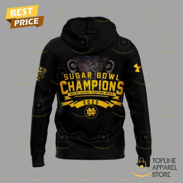 Notre Dame Fighting Irish Football Champions Sugar Bowl 2025 Hoodie - Black - Image 3