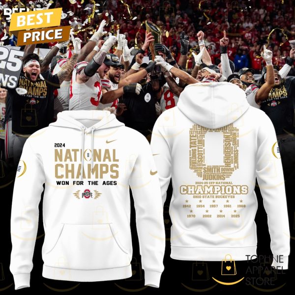 Ohio State Buckeyes 2025 National Champions Won For The Ages Hoodie - White