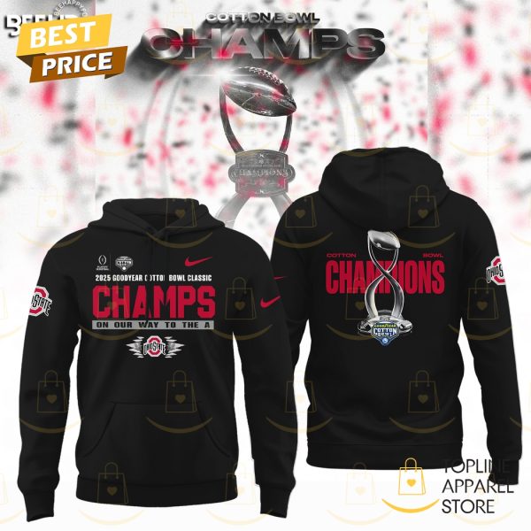 Ohio State Buckeyes College Football Playoff 2025 Cotton Bowl Champions Hoodie - Black