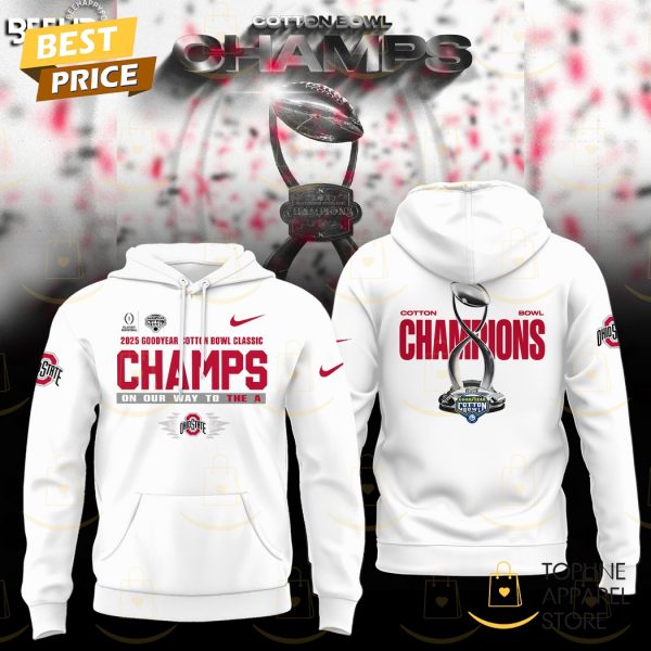 Ohio State Buckeyes College Football Playoff 2025 Cotton Bowl Champions Hoodie - White