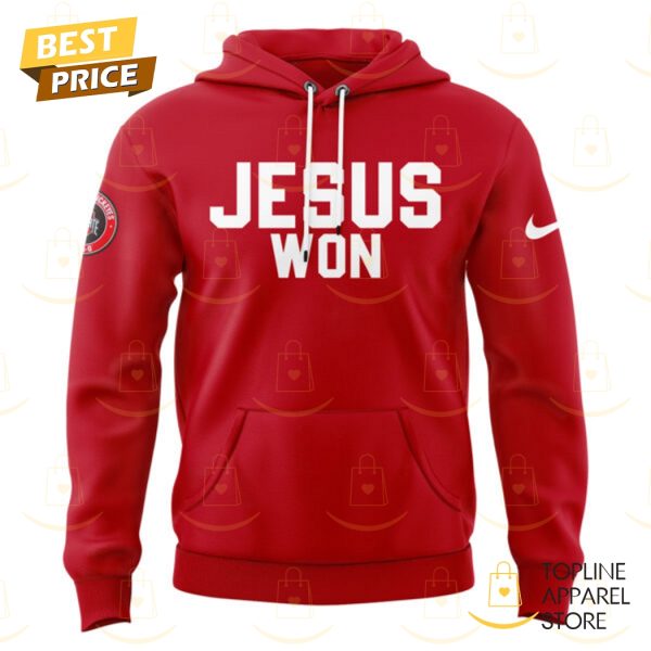 Ohio State Buckeyes Football Jesus Won Red Hoodie - Image 2