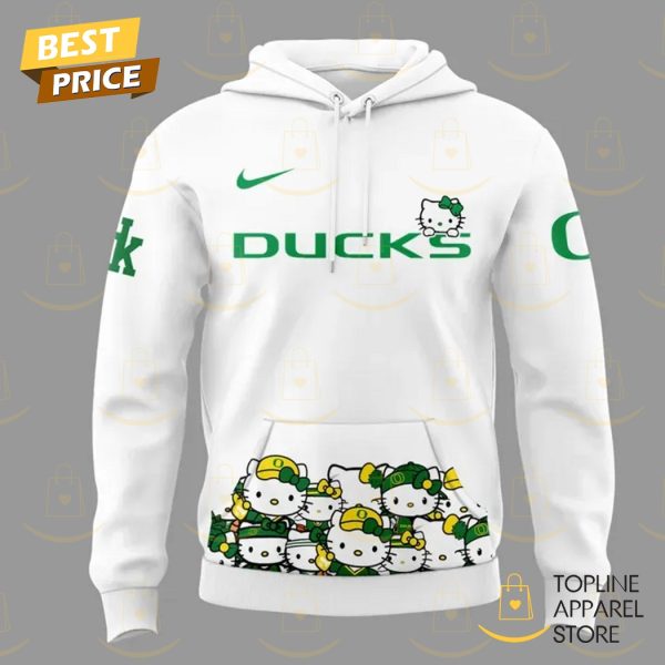 Oregon Ducks Women Basketball x Hello Kitty Hoodie - White - Image 2