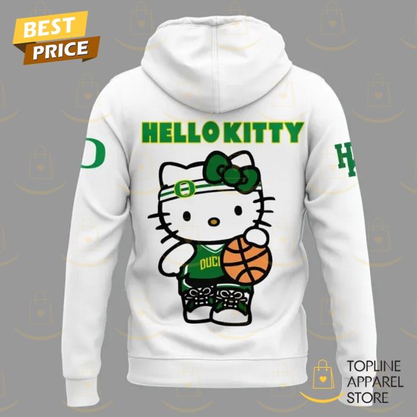Oregon Ducks Women Basketball x Hello Kitty Hoodie - White - Image 3