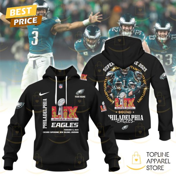 Personalized Philadelphia Eagles LIX Super Bowl Game 2025 Hoodie - Black