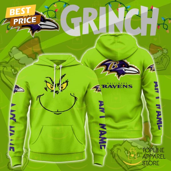 Personalized The Grinch x Baltimore Ravens Hoodie - Green