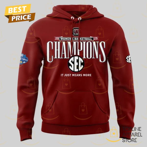 South Carolina Gamecocks 2025 SEC Womens Basketball Champions Hoodie - Red - Image 2