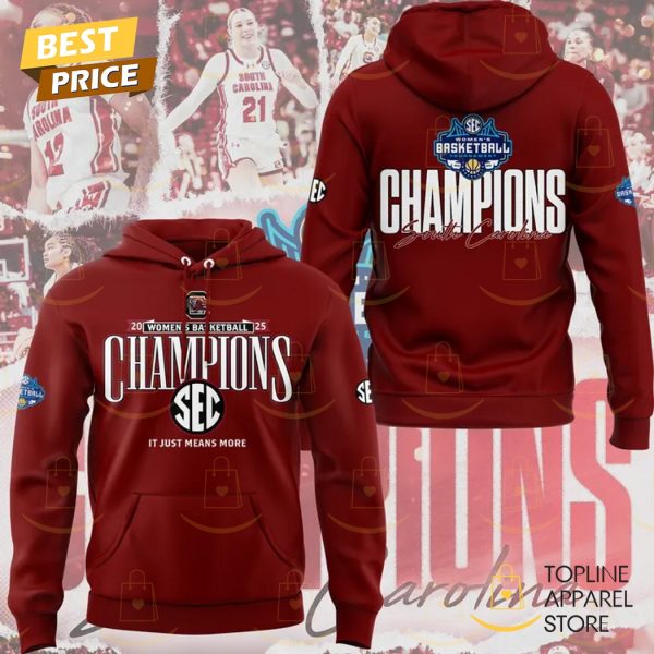 South Carolina Gamecocks 2025 SEC Womens Basketball Champions Hoodie - Red
