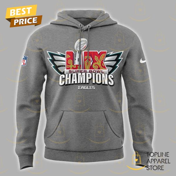 Super Bowl LIX Champions Philadelphia Eagles Grey Hoodie - Image 2