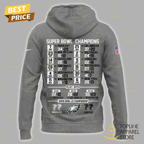 Super Bowl LIX Champions Philadelphia Eagles Grey Hoodie - Image 3