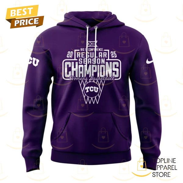 TCU Horned Frogs University Womens Basketball 2025 Big 12 Regular Season Champions Hoodie - Image 2