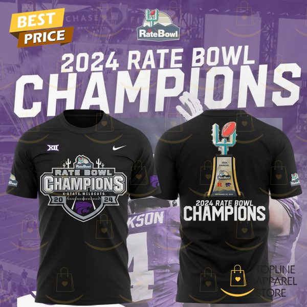 2024-2025 Rate Bow Champions Kansas State Wildcats Football 3D T-Shirt - Black