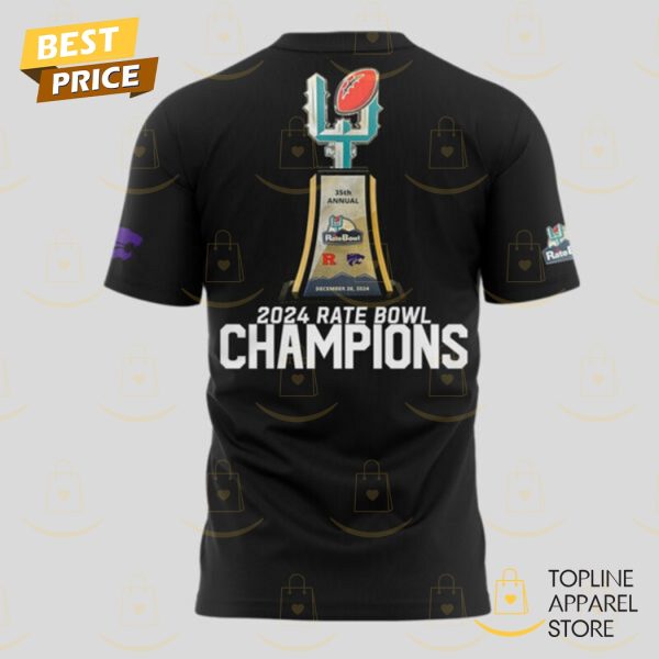 2024-2025 Rate Bow Champions Kansas State Wildcats Football 3D T-Shirt - Black - Image 3