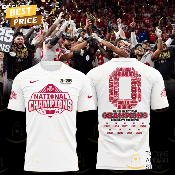 2024-2025-25 CFP National Champions Ohio State Buckeyes 3D T-Shirt