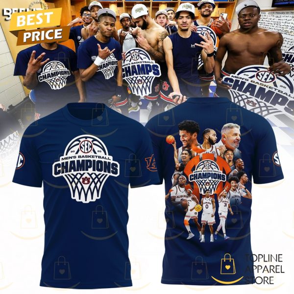 Auburn Tigers 2025 SEC Mens Basketball Regular Season Champions 3D T-Shirt