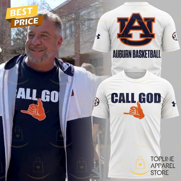 Auburn Tigers Basketball 2025 Call God 3D T-Shirt - White