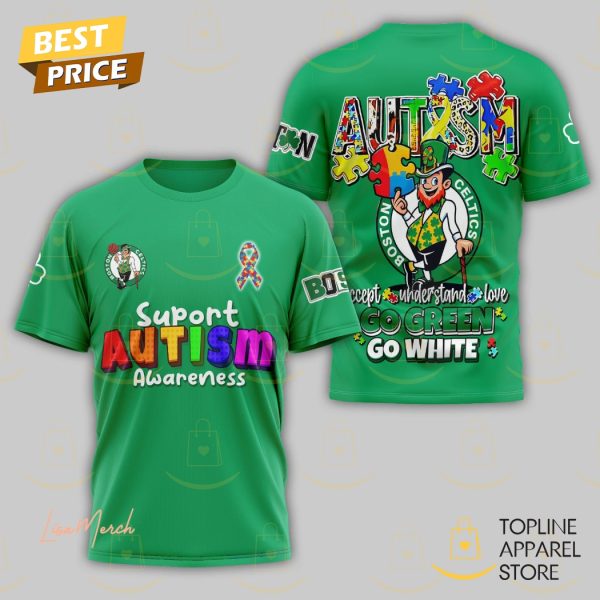 Boston Celtics x Suport Autism Awareness Go Green Go White 3D T-Shirt - Image 2
