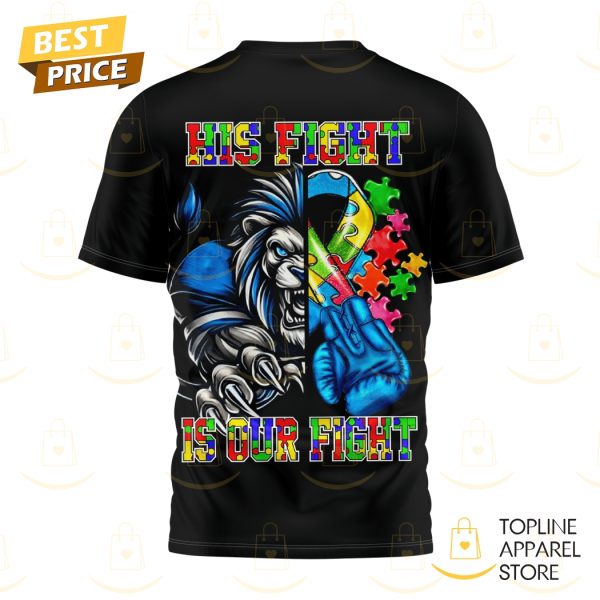Detroit Lions x Autism Awareness His Fight Is Our Fight 3D T-Shirt - Image 4