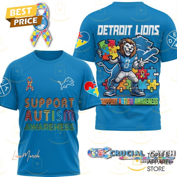 Detroit Lions x Suport Autism Awareness 3D T-Shirt