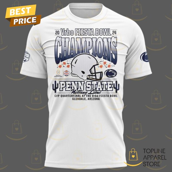 Fiesta Bowl Champions Penn State Nittany Lions 2024-2025 3D T-Shirt - White - Image 2
