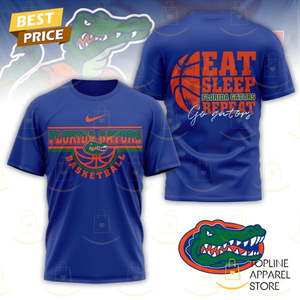 Florida Gators Basketball - Eat Sleep Florida Gators Repeat 3D T-Shirt