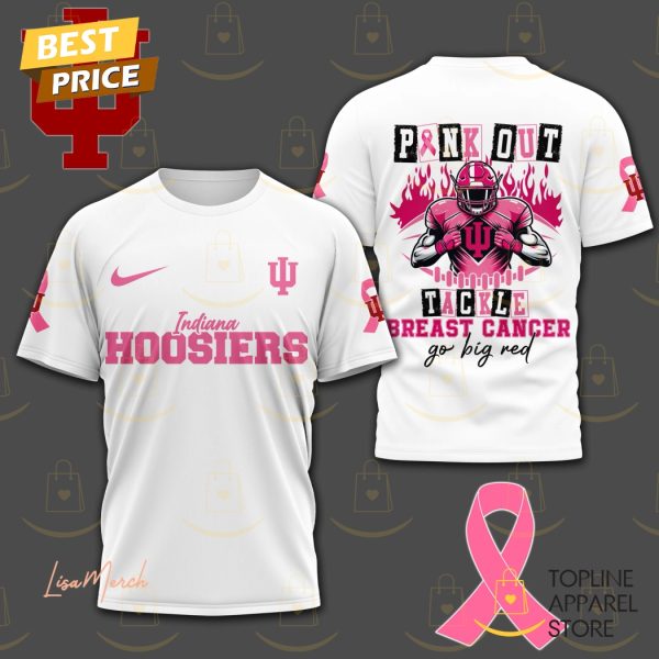 Indiana Hoosiers Pink Out Tackle Breast Go Big Red 3D T-Shirt